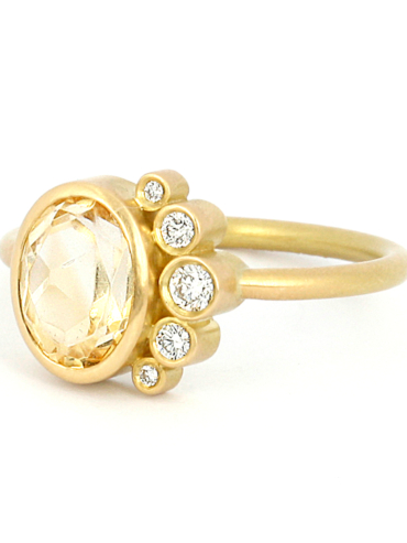 Belle de Jour citrin og diamant guld ring