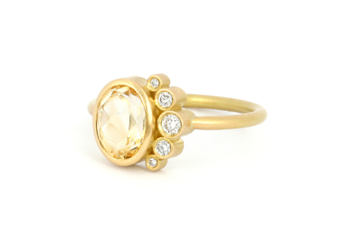 Belle de Jour citrin og diamant guld ring