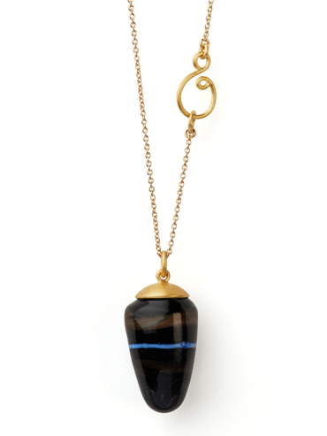 Edith-Hegedüs-Muranoglas-Guldhalskæde-Blå-Brun