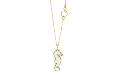 Seahorse perlemor guld halskæde