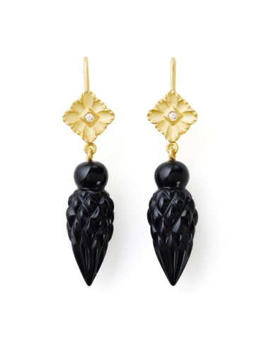 Lace onyx diamant guld øreringe