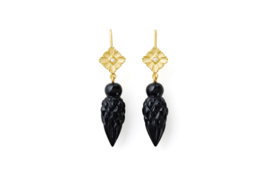 Lace onyx diamant guld øreringe