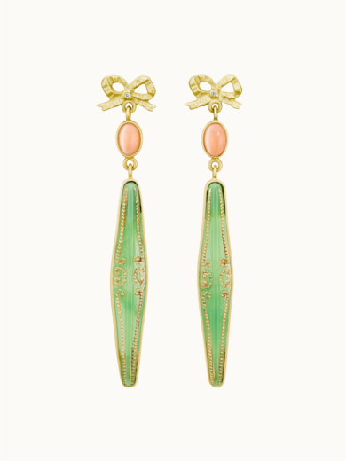 Giselle Paris vintage glas koral guld sløjfe øreringe