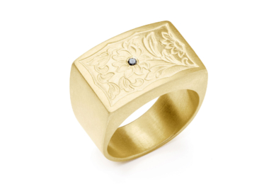 Royal Garden Signet Ring Guld Sort Diamant Edith Hegedüs