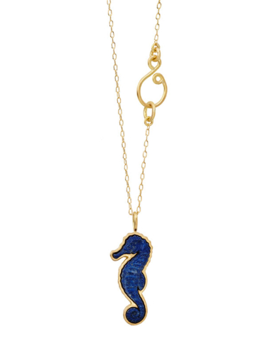 Seahorse lapis guld halskæde
