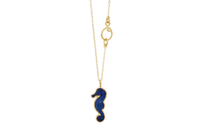 Seahorse lapis guld halskæde