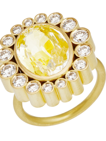 Belle de Nuit Grande safir og diamant guld ring