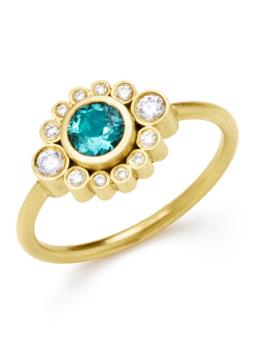 Belle de Nuit turmalin og diamant guld ring