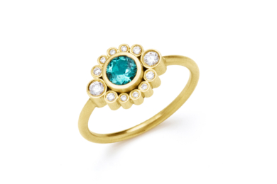Belle de Nuit turmalin og diamant guld ring
