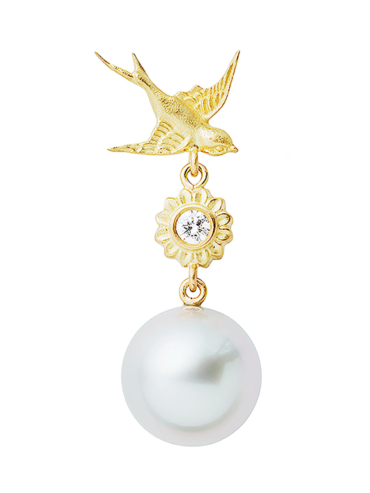 Hirondelle perle diamant guld ørering