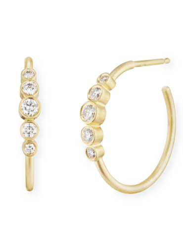 Stella Hoops diamant guld øreringe