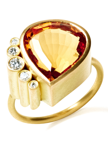 Belle de Jour Grande citrin og diamant guld ring