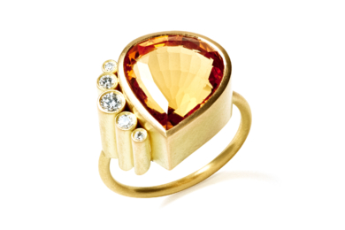 Belle de Jour Grande citrin og diamant guld ring