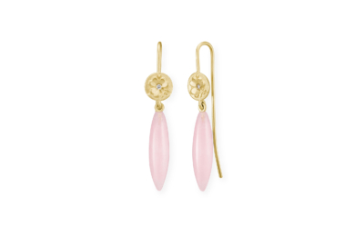 Luck Drop jade diamant guld øreringe