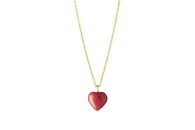 Heart koral guld halskæde