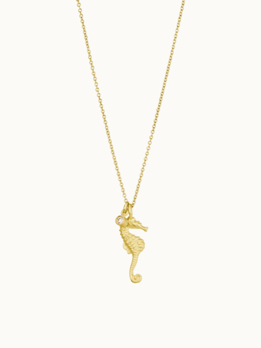 Seahorse diamant guld halskæde med søhest