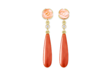 Rose Coral diamant guld øreringe