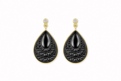 Noir Drop vintage glas diamant guld øreringe