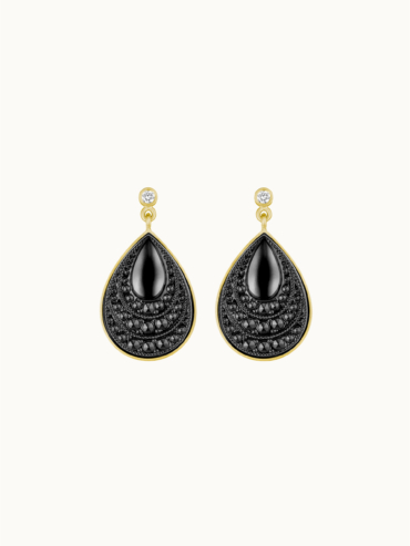 Noir Drop vintage glas diamant guld øreringe