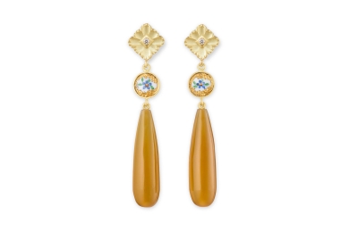 Lace Enamel agat diamant guld øreringe