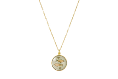 Zodiac Pisces vintage glas guld halskæde