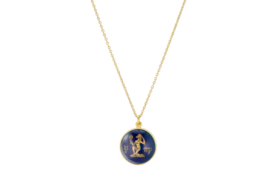 Zodiac Virgo vintage glas guld halskæde