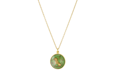 Zodiac Leo vintage glas guld halskæde