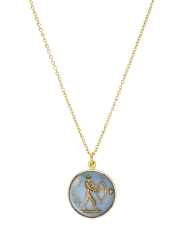 Zodiac Sagittarius vintage glas guld halskæde