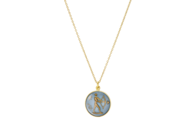 Zodiac Sagittarius vintage glas guld halskæde