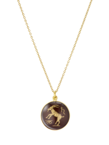 Zodiac Capricorn vintage glas guld halskæde