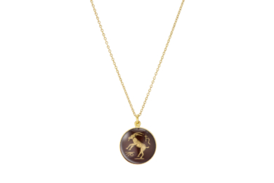 Zodiac Capricorn vintage glas guld halskæde