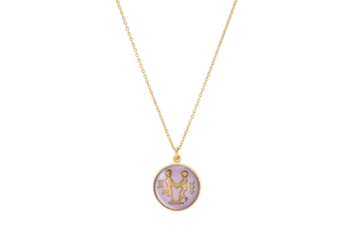 Zodiac Gemini vintage glas guld halskæde