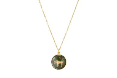 Zodiac Taurus vintage glas guld halskæde