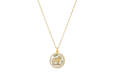 Zodiac Aries vintage glas guld halskæde