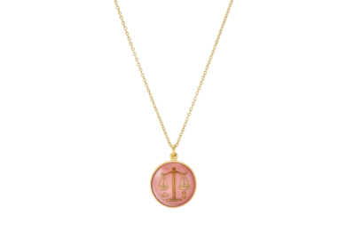 Zodiac Libra vintage glas guld halskæde