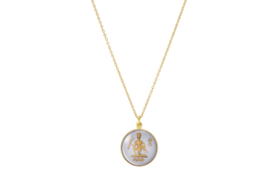Zodiac Aquarius vintage glas guld halskæde