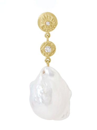 Liaisons perle diamant guld ørering