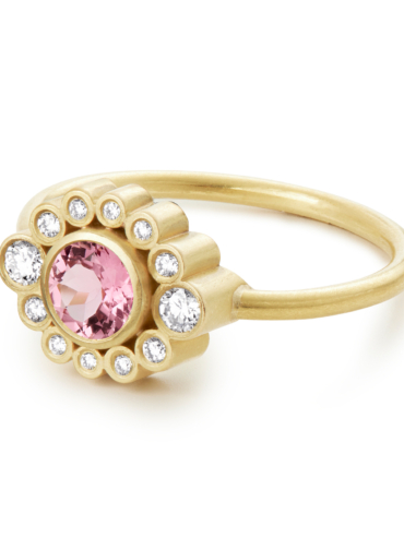 Belle de Nuit turmalin og diamant guld ring