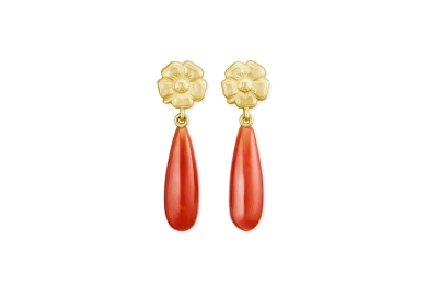 Anemone Drop koral guld øreringe