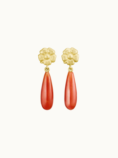 Anemone Drop koral guld øreringe