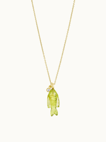 Fish peridot diamant guld halskæde med fisk