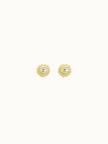 Fleur diamant guld ørestikker